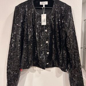 Derek Lam 10 Crosby NWT Sequin Blazer Black Party Jacket Mob Wife Size 16